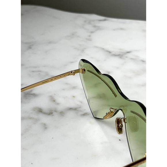 NEW Loewe LW40082U Gold Green Heart Rimless Sunglasses - Picture 8 of 9